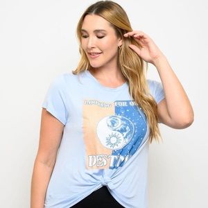 New Junior's Cute Boutique Blue Destiny knot top